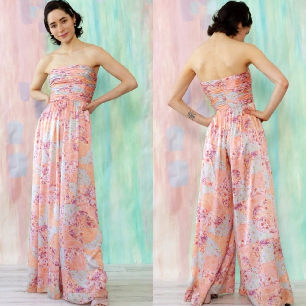 AMUR Kallia Silk Floral Strapless Jumpsuit - Picture 4 of 9